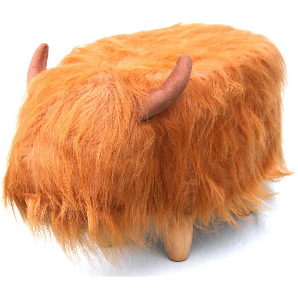 Gardeco Dillis The Highland Cow Soft Brown Synthetic Fur Footstool Image 2