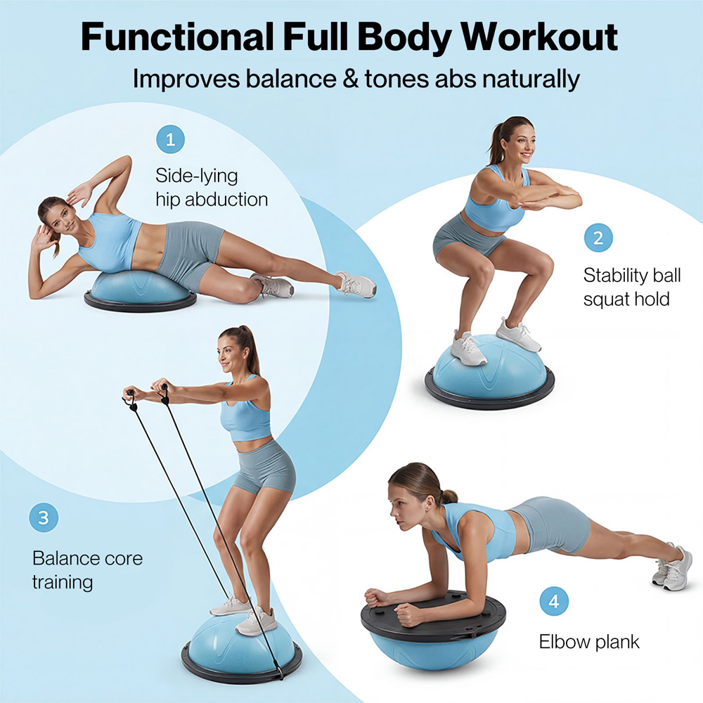 Traderight Centra Anti-Burst Balance Trainer Ball with Resistance Bands Image 5