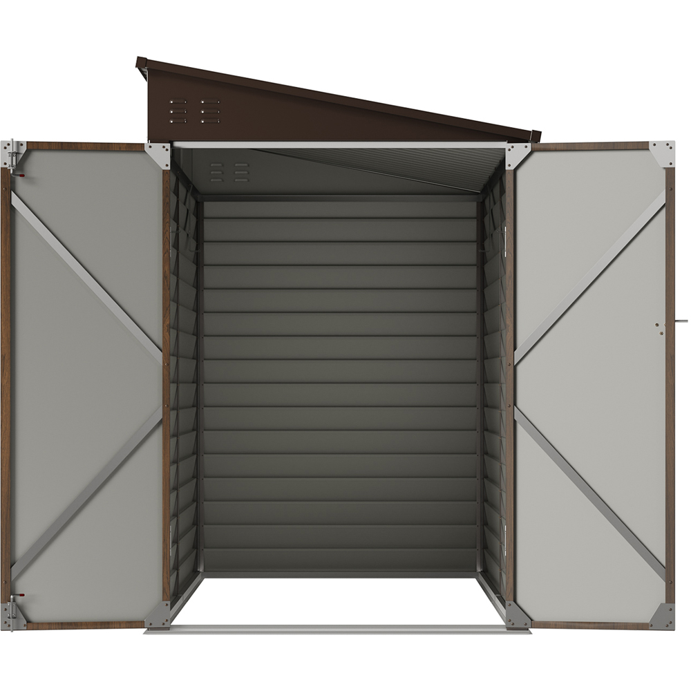 Living and Home 4.6 x 9ft Wood Grain Finish Metal Pent Garden Storage Shed Image 5