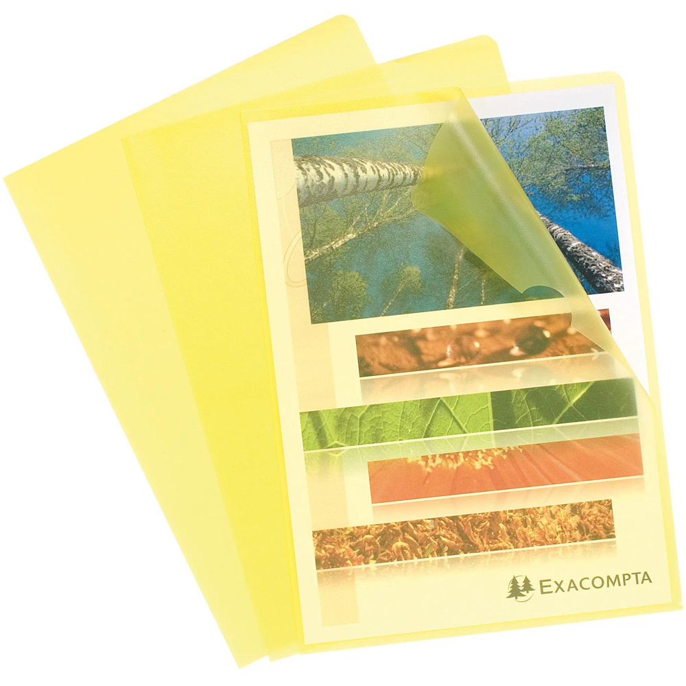 Exacompta A4 Yellow 0.12mm Grain PP Cut Flush Folder 10 Pack Image 3