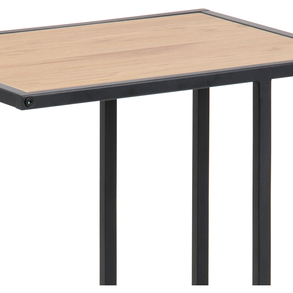 Florence Seaford Oak and Black Metal Side Table Image 5