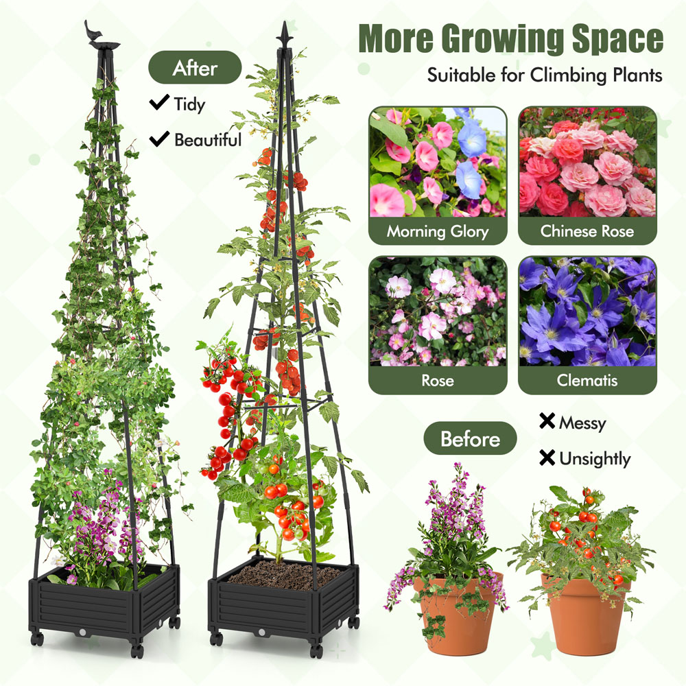 Costway Black Climbing Plants Obelisk Garden Trellis Image 3