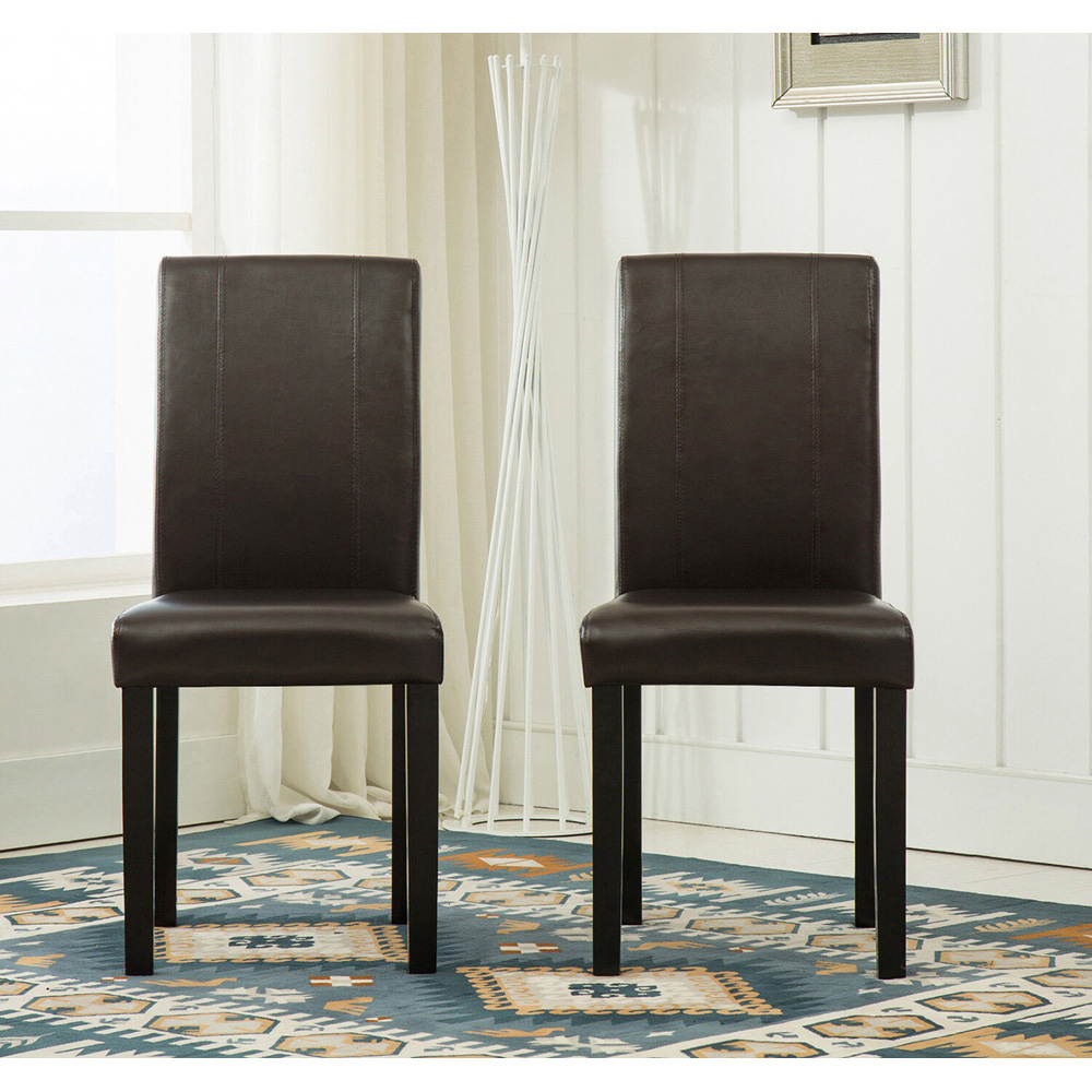 Set of 2 Brown Faux Leather Dining Chair Image 3