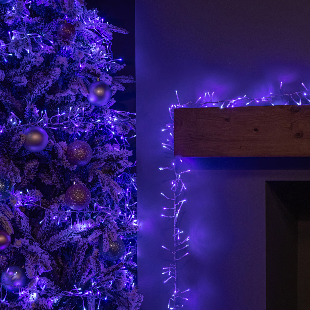 Samuel Alexander 720 Blue Purple and White LED Christmas Cluster String Light 9.3m Image 3