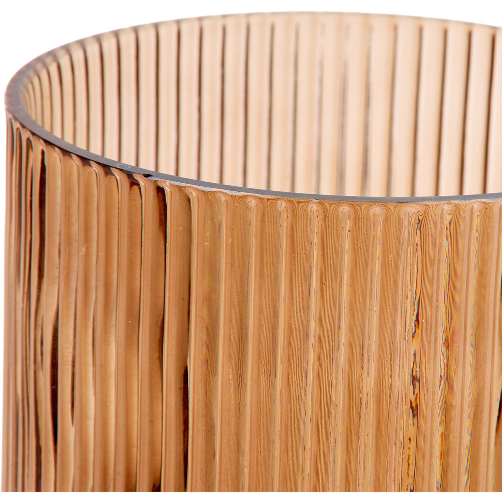 Glass Ribbed Candle Holder Mocha Image 4