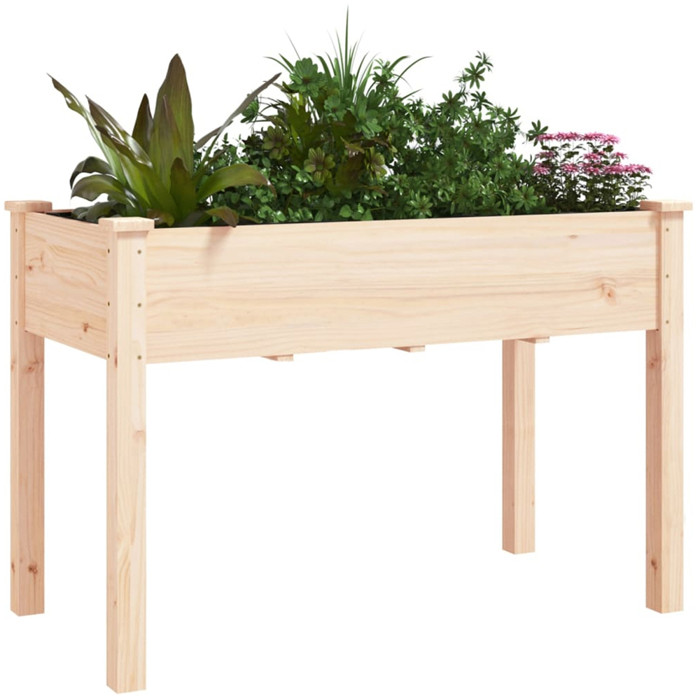 vidaXL Brown Fir Wood Raised Garden Bed with Liner 76 x 118 x 59cm Image 2