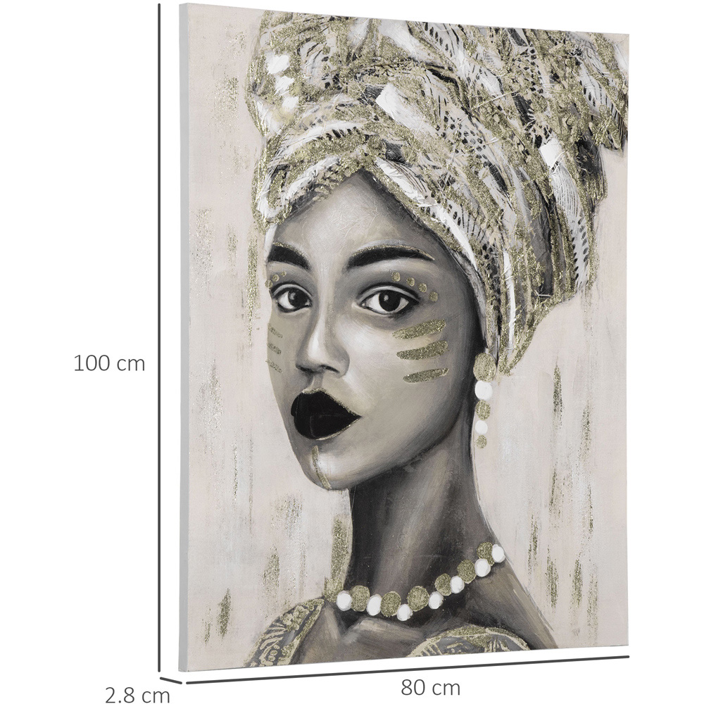 HOMCOM Hand-Painted Woman in African Attire Wall Art Canvas 100 x 80cm Image 7