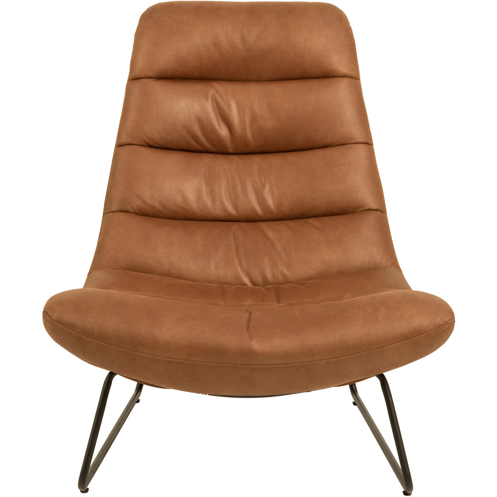 Florence Milford Brown Leather Sledge Base Lounge Chair Image 3
