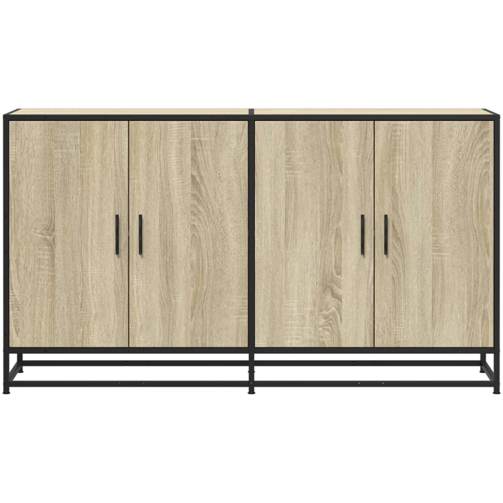 vidaXL 4 Door Sonoma Oak Wood and Metal Industrial Style Sideboard Image 3