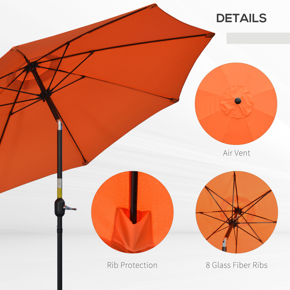 Outsunny Orange Crank and Tilt Parasol 2.6m Image 6