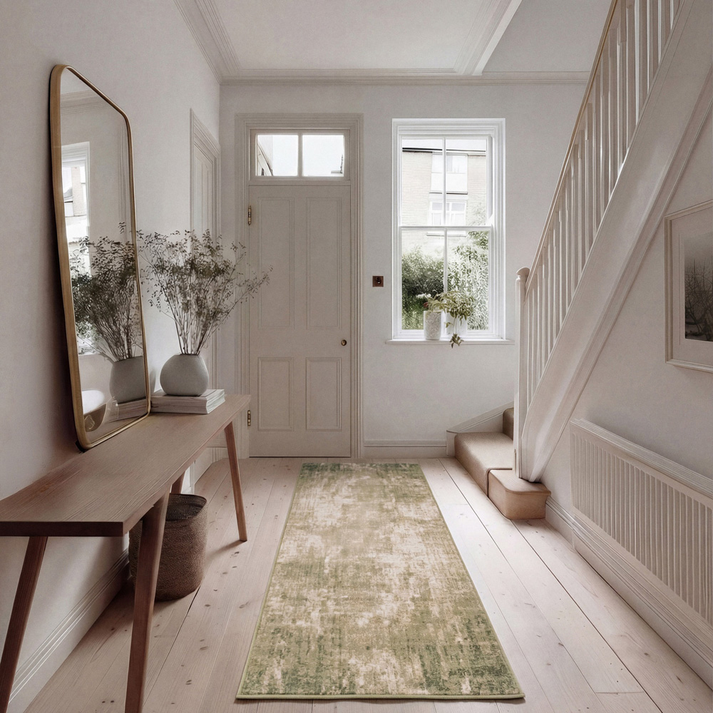 Kukoon Oscar Jasper Muted Green Flat Abstract Rug 80 x 300cm Image 2