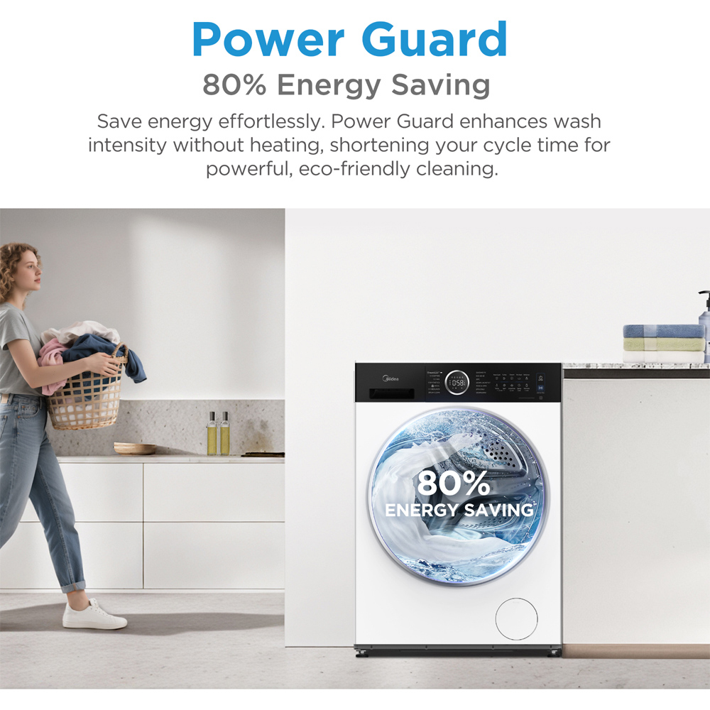 Midea MF205W100WBA30/W 10kg White Freestanding Washing Machine Image 6