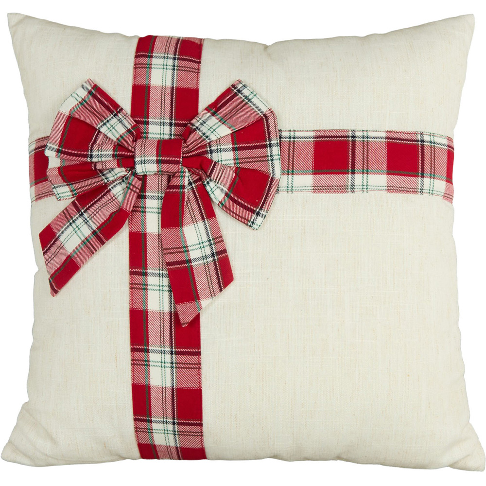 Tartan Present Bow Cushion Image 1