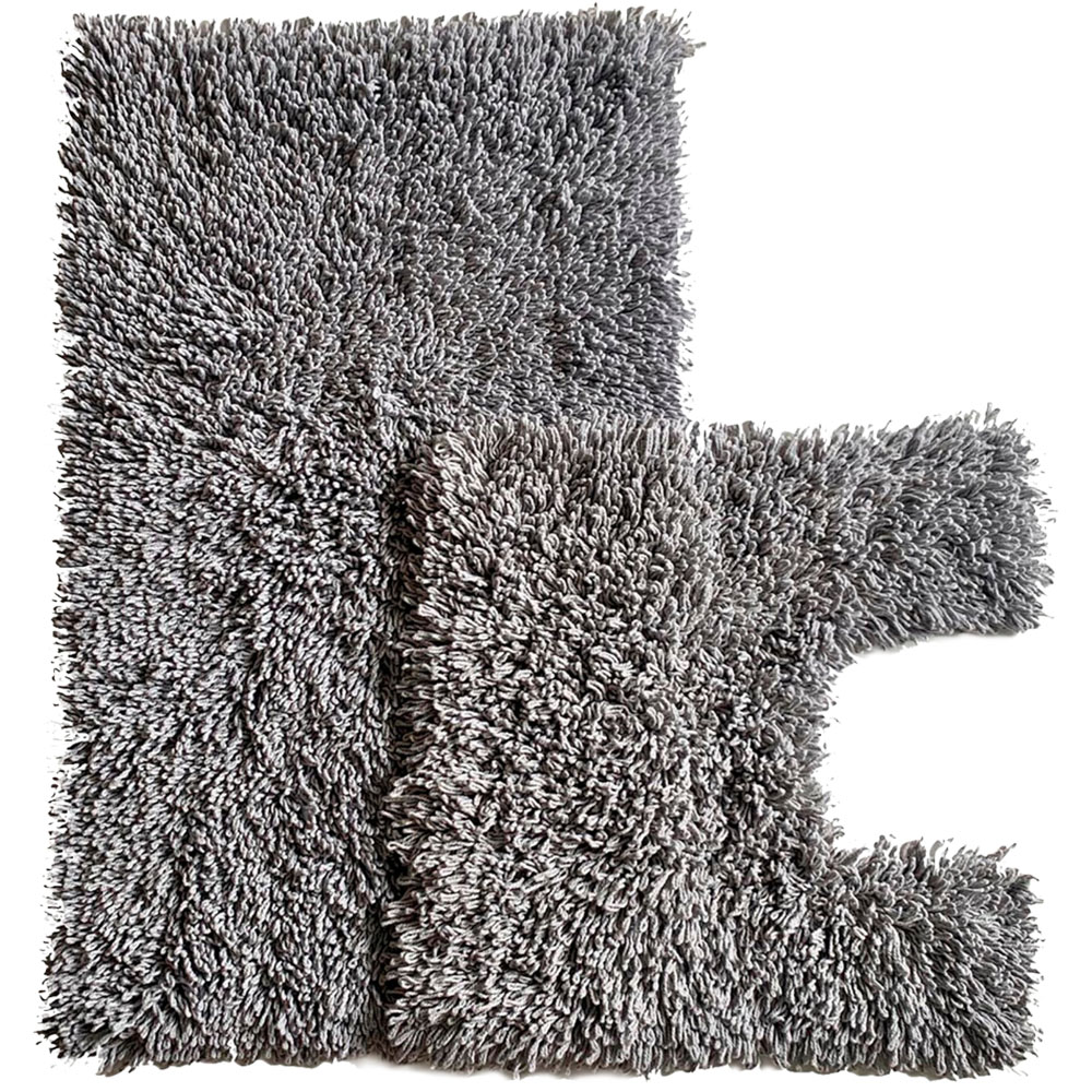 Luxurious Silver Twist Bath Mat Set Image