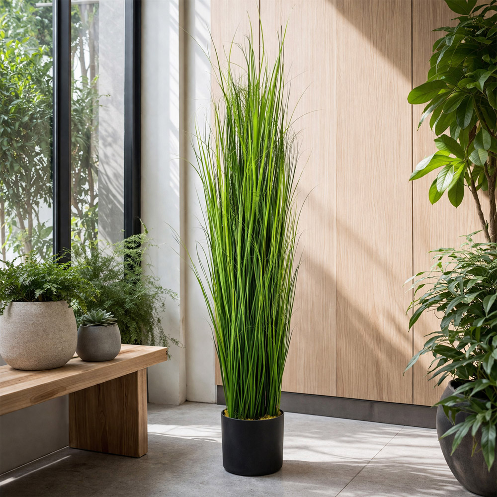 Leaf Natural Onion Artificial Grass Plant in Plastic Pot 4.2ft Image 2