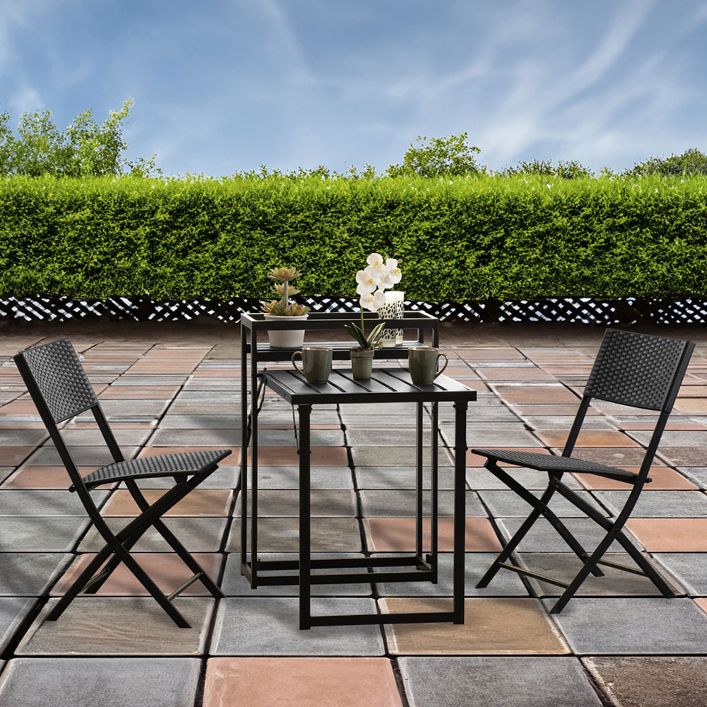 Seconique 3 Piece Black Foldaway Garden Set Image 1