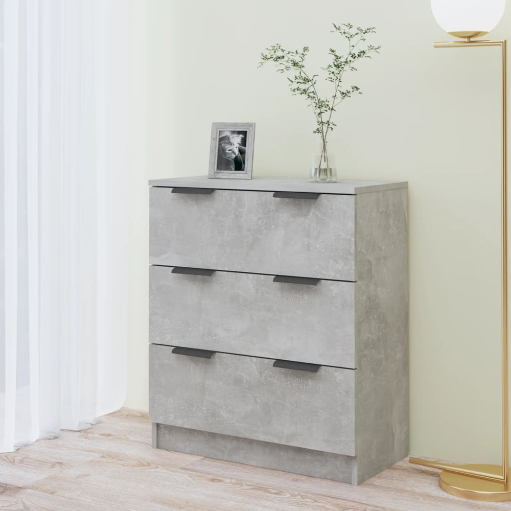 vidaXL 3 Drawer Concrete Grey Sideboard Image 7