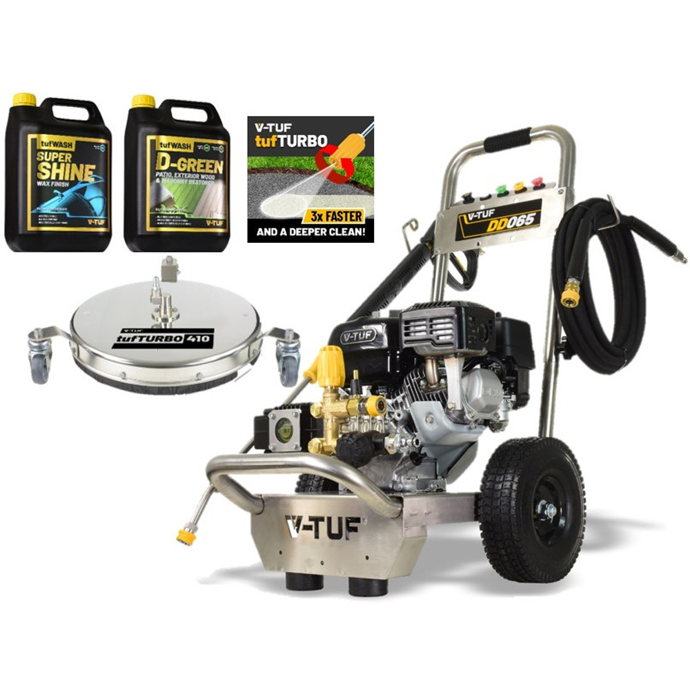 V-TUF DD065 6.5HP Honda Petrol Pressure Washer 160Bar with Surface Cleaner Turbo Nozzle and D-Green Image