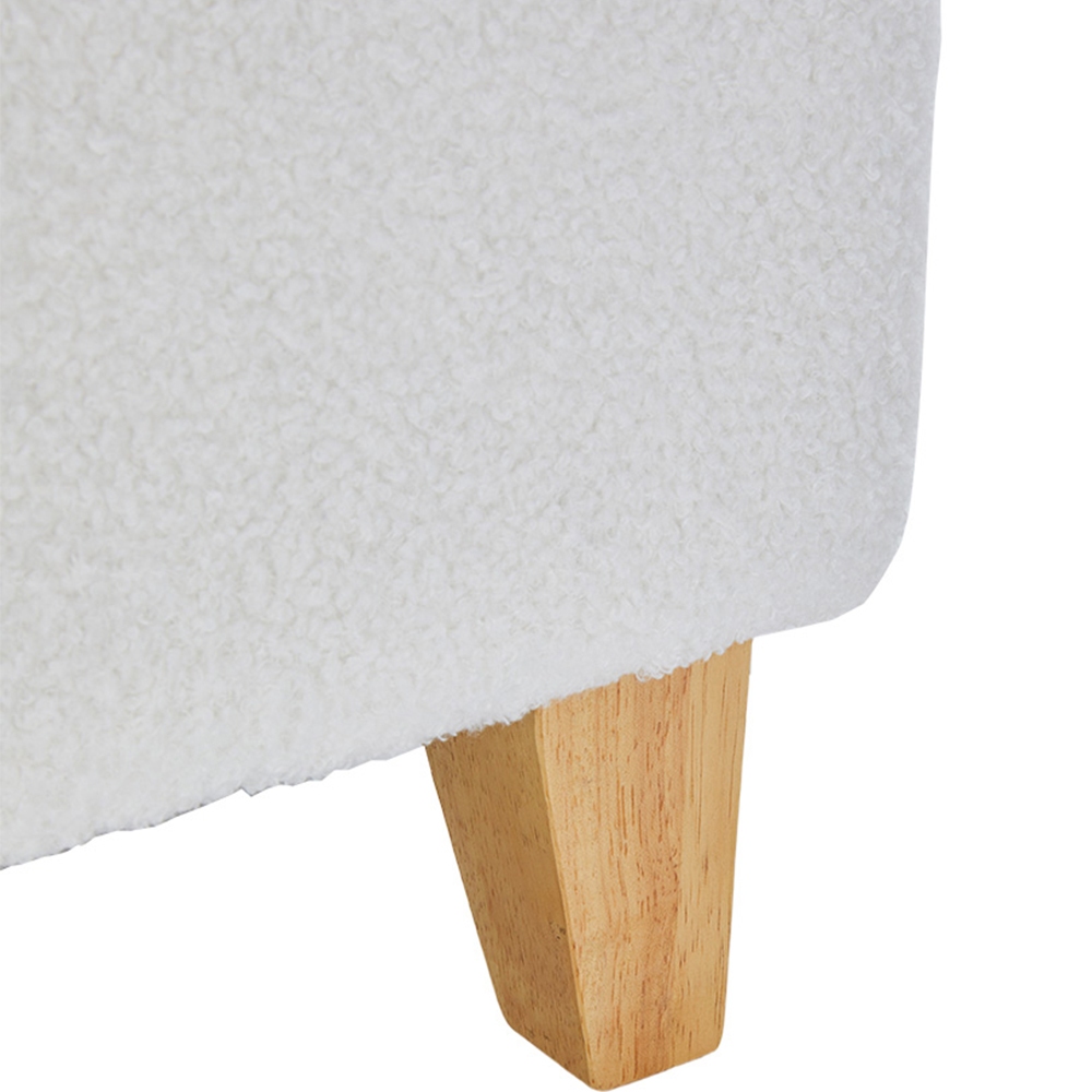 Living and Home White Teddy Fleece Upholstered Storage Ottoman Image 5
