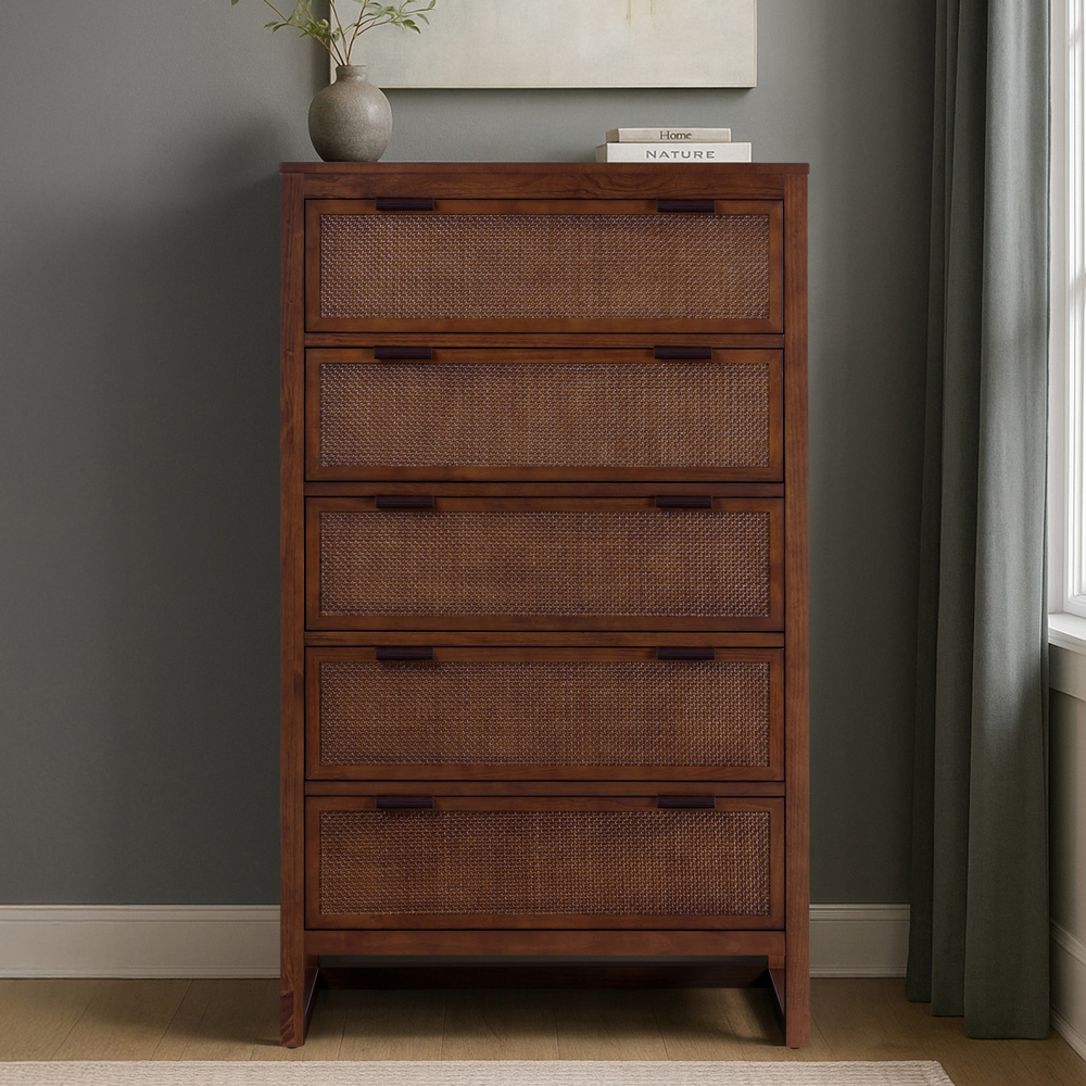 Teamson Home Hatteras 5 Drawer Walnut Dresser Image 8