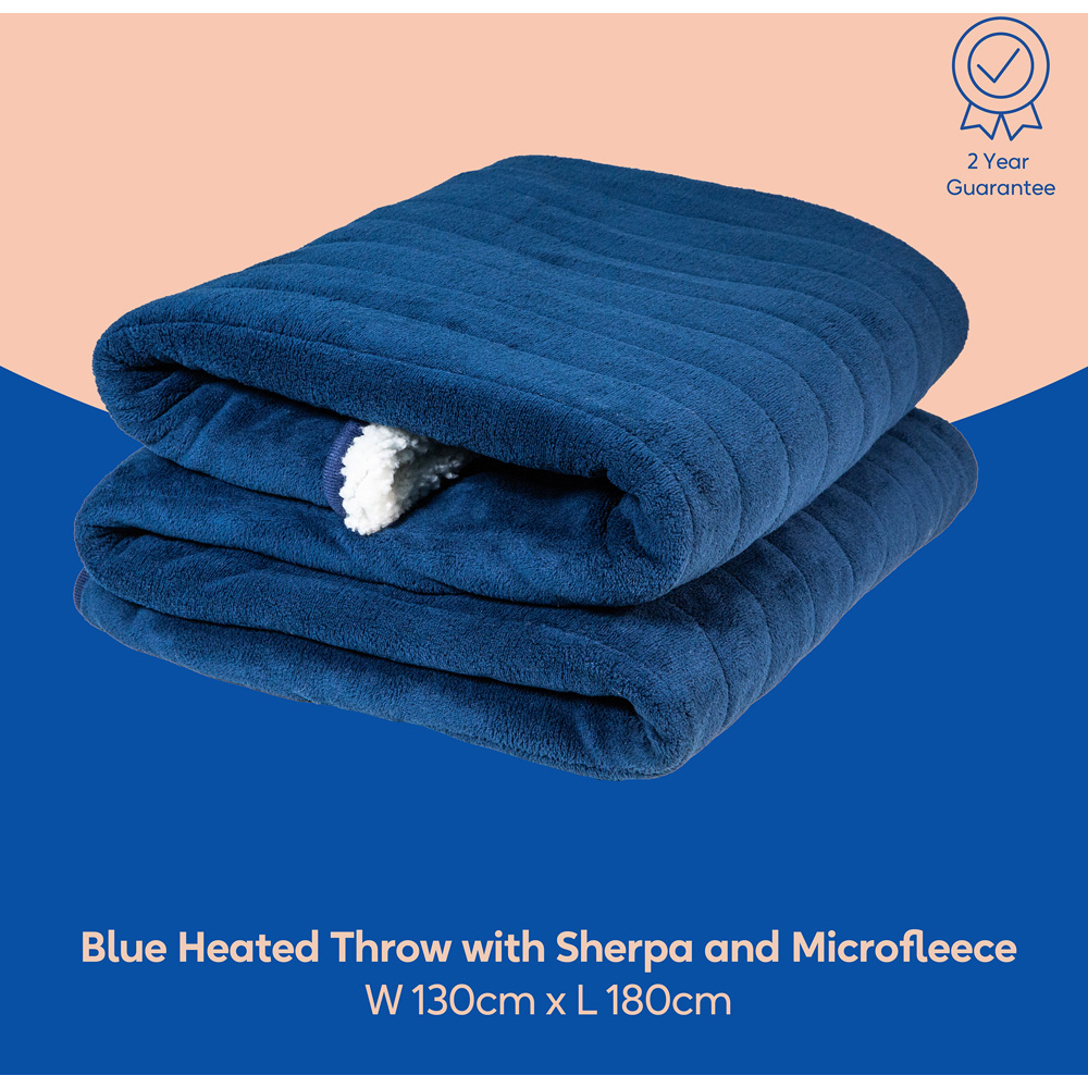 Russell Hobbs Blue Sherpa and Microfleece Heated Throw with Controller 130 x 180cm Image 8