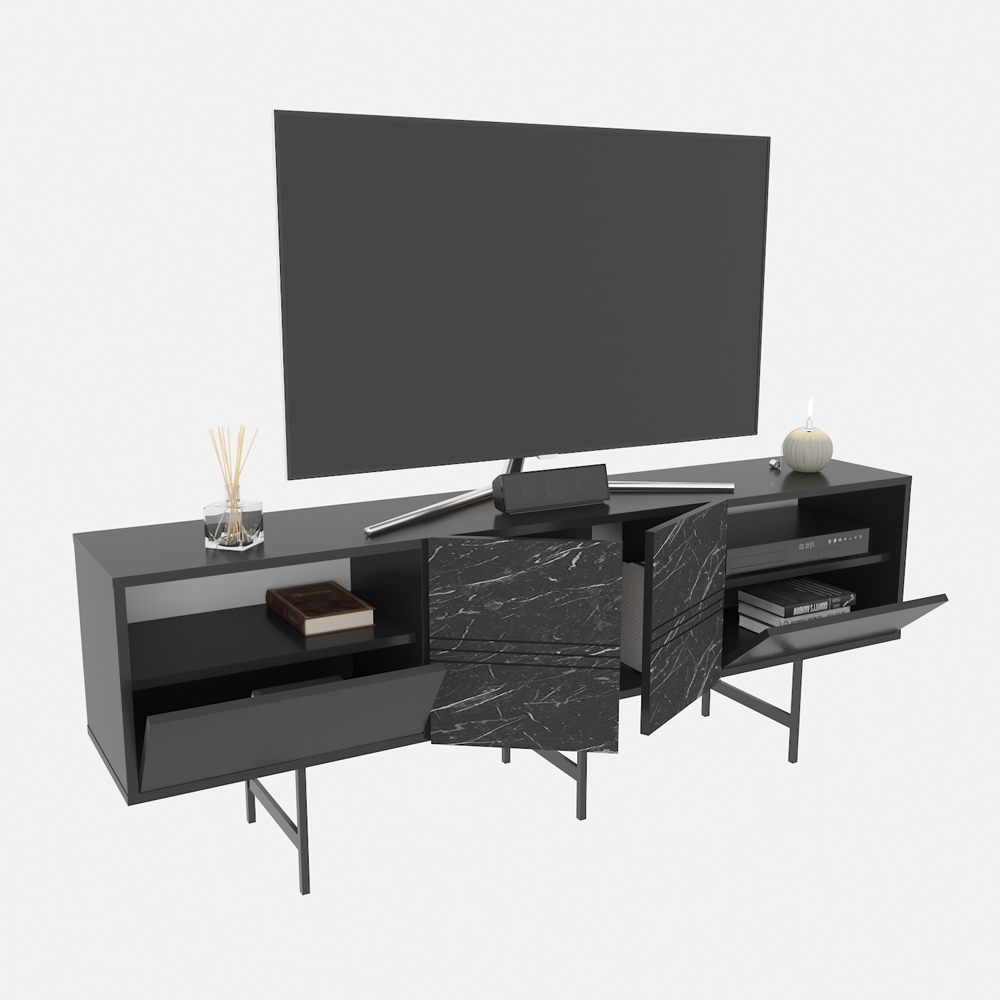 Decorotika Derin Black Marble Effect TV Unit Image 5