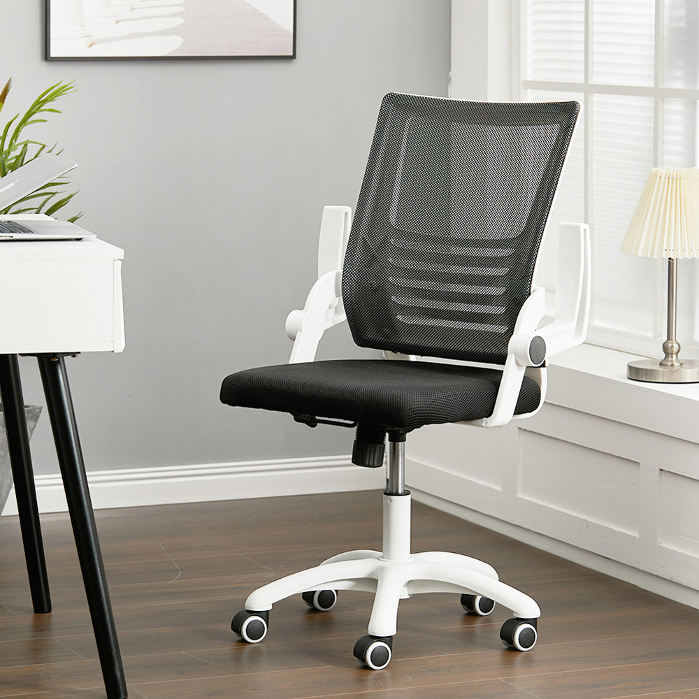 Living and Home White and Black Mesh Swivel Office Chair Image 7