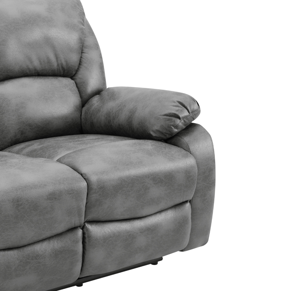 Home Detail Enoch 3 Seater Grey Faux Leather Manual Recliner Sofa Image 7