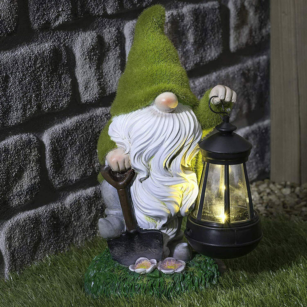 wilko Solar Powered Gnome Statue with Lantern Image 5