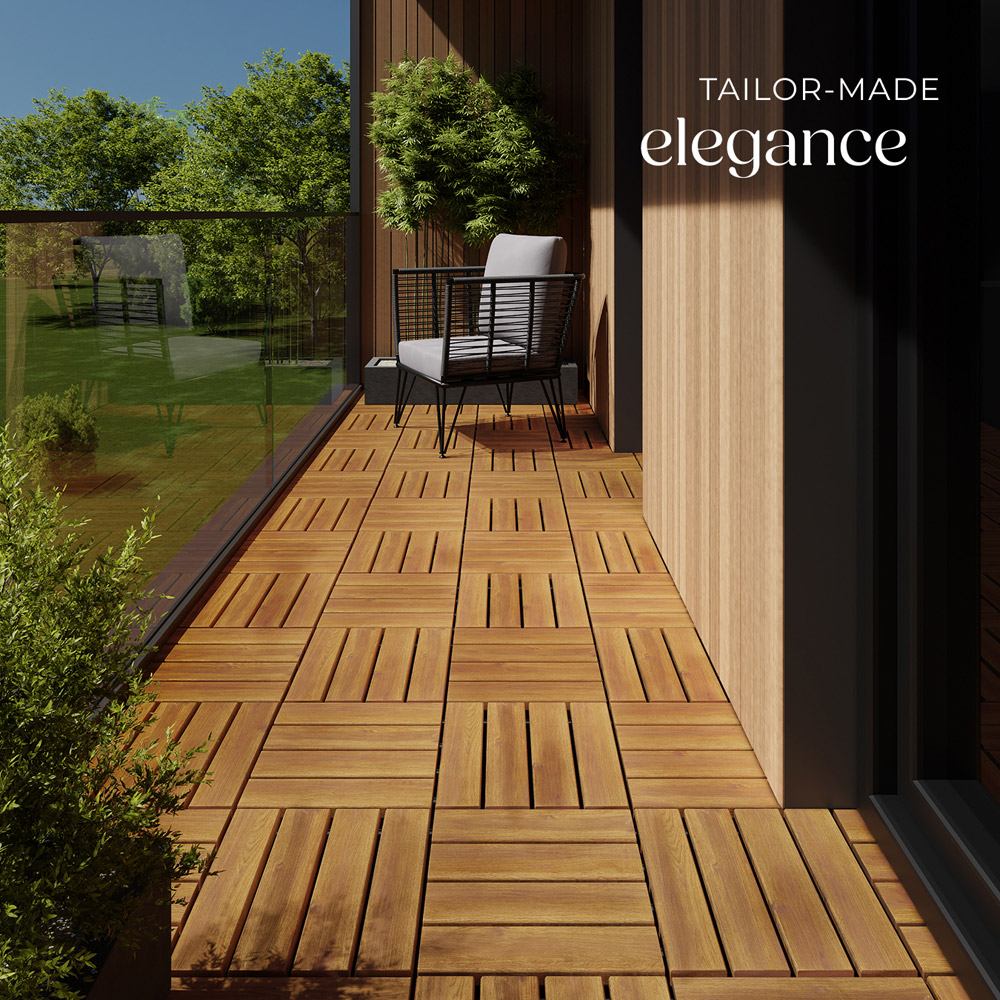 tectake Tabula 4 Slats Terrace Tiles 40 Pack Image 7