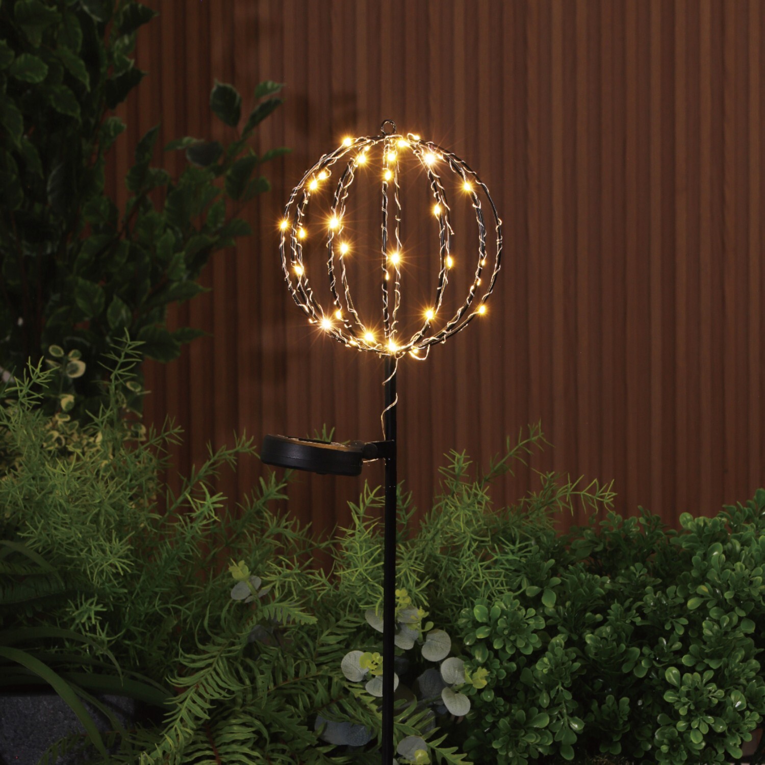 Pack of 2 Solar Sparkle Ball Stake Lights Black Image 2