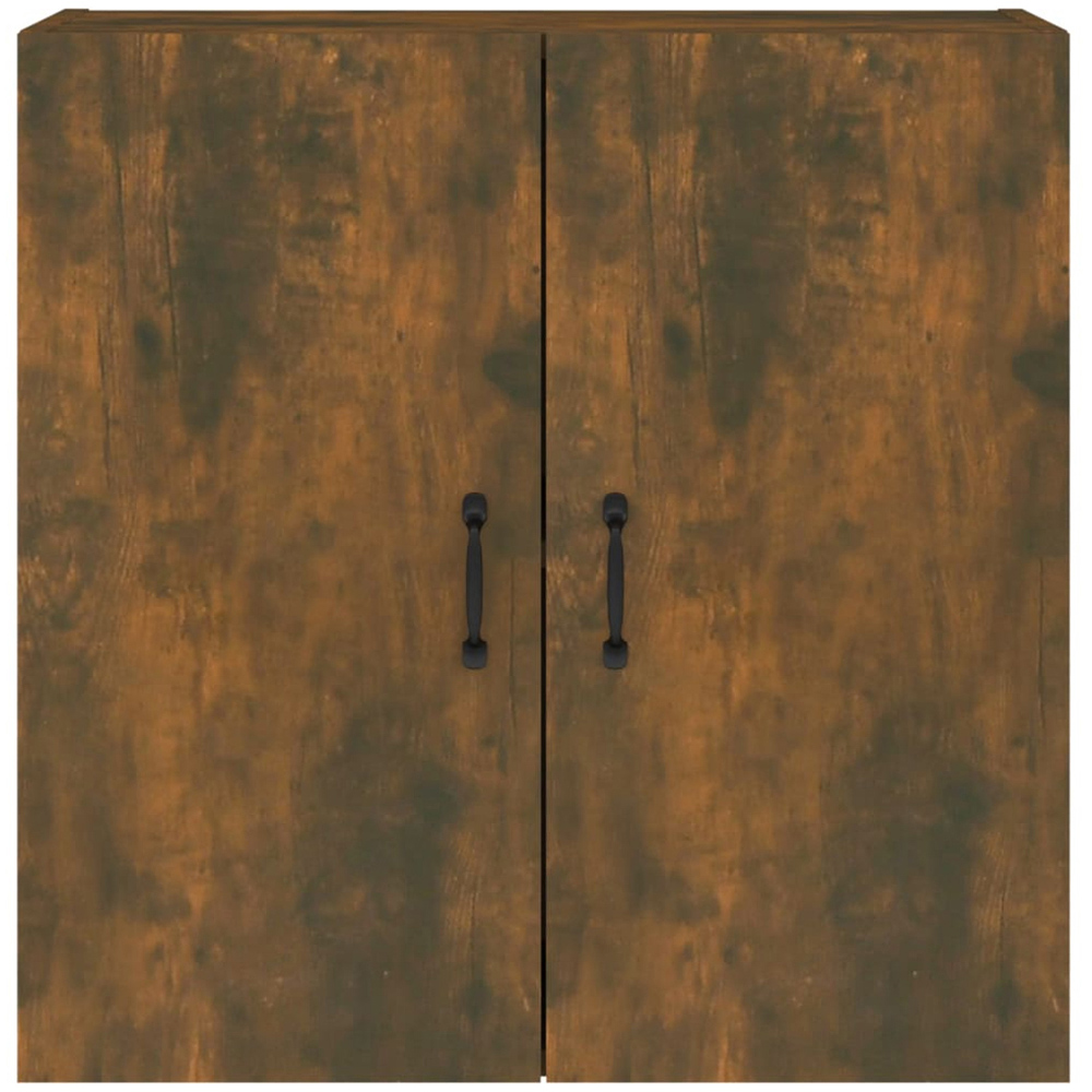 vidaXL 2 Door Smoked Oak Wall Cabinet with Black Handle Image 3