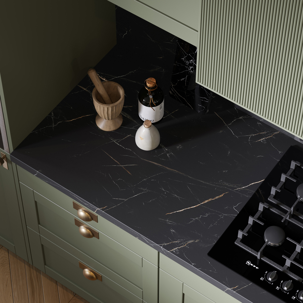 Omega Modern Laurent Marble Laminate Square Edge Breakfast Bar 4100 x 900 x 38mm Image 5
