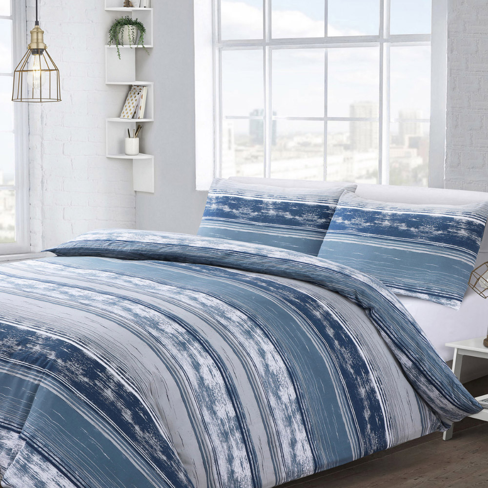 Velosso Brooklyn Double Blue Stripe Duvet Set Image 1