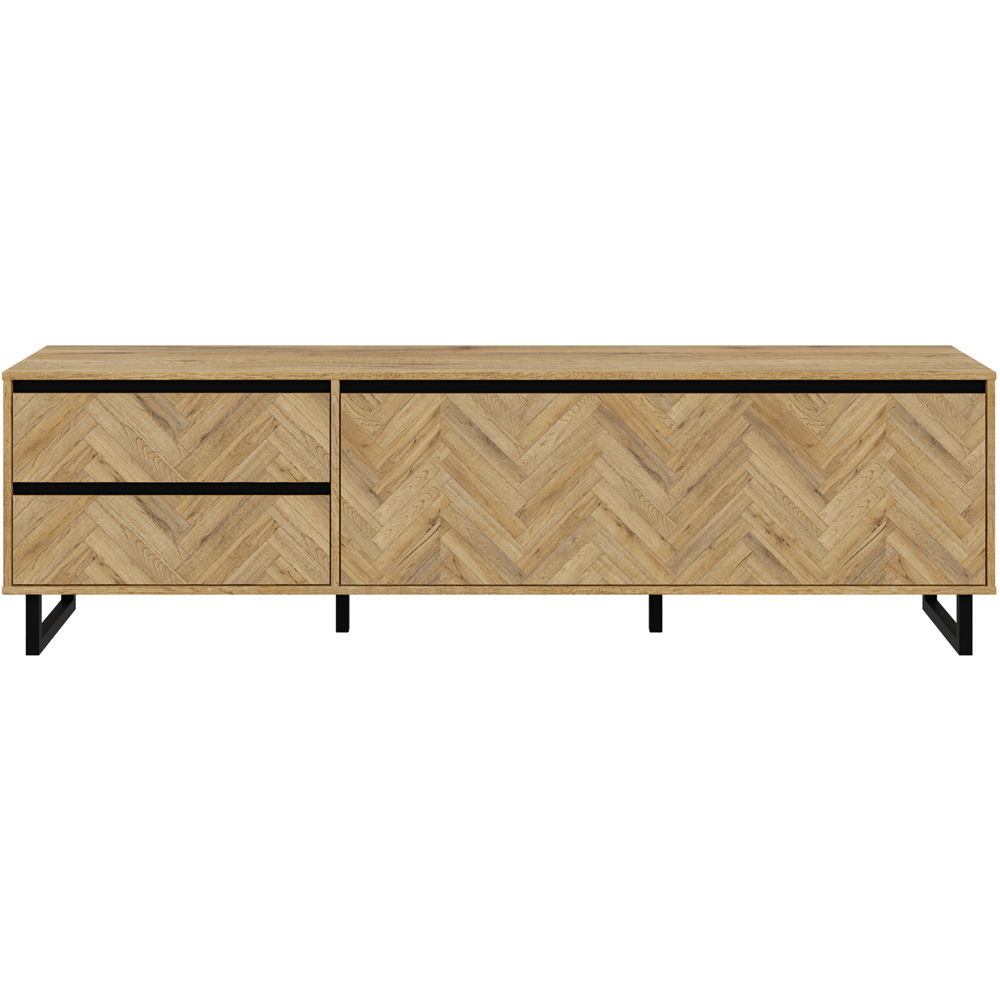 Florence Nikomedes Single Door 2 Drawer Bartex Oak and Black TV Unit Image 3