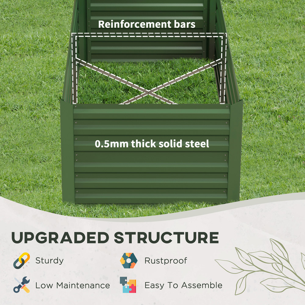Outsunny Green Galvanised Steel Outdoor Raised Garden Bed with Reinforced Rods Image 5