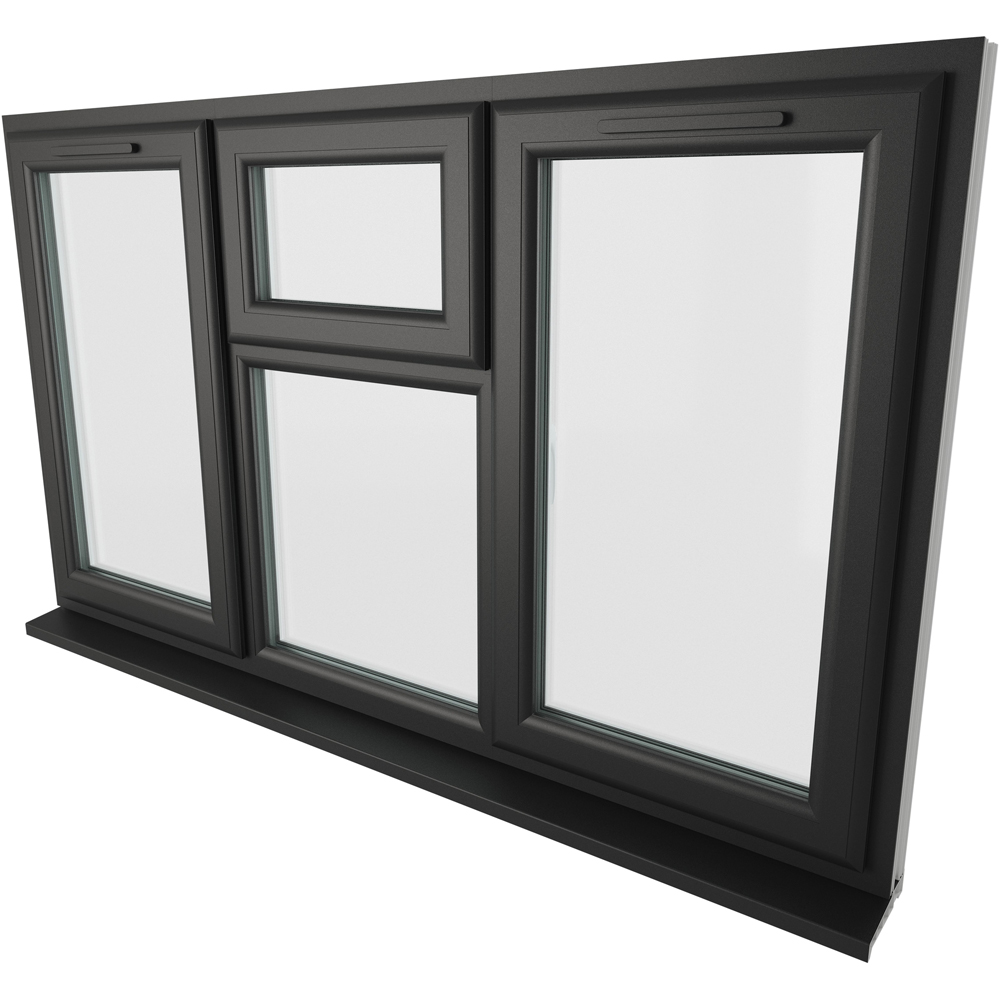 Crystal Black and White LH and RH Side Hung and Top Centre Clear Double Glazed Window 1770 x 1040mm Image 4