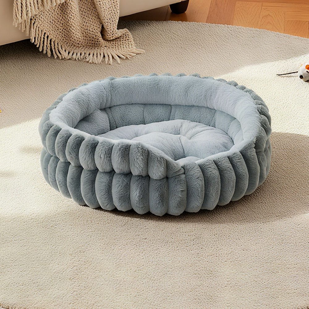 H&O Direct 50cm Grey Super Soft Faux Fur Pet Bed Image 2