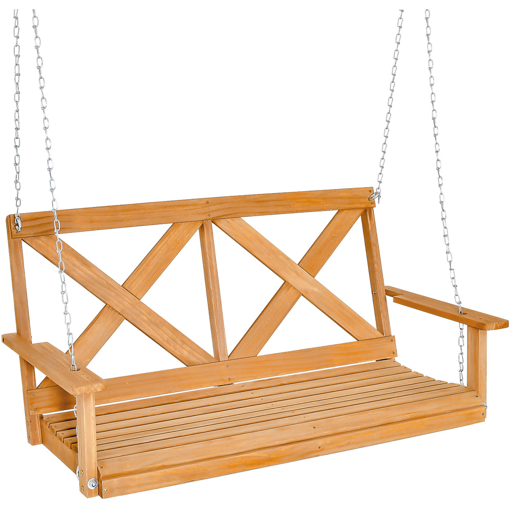 Costway 2 Seater Natural Garden Swing Chair Image 2