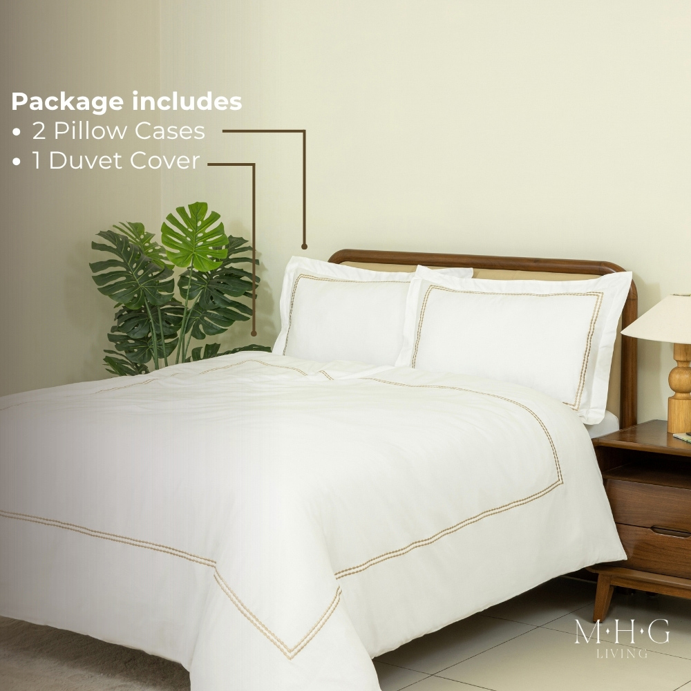 MHG Living Super King Size Kensington Gold 200 Thread Count Duvet Cover Set Image 2