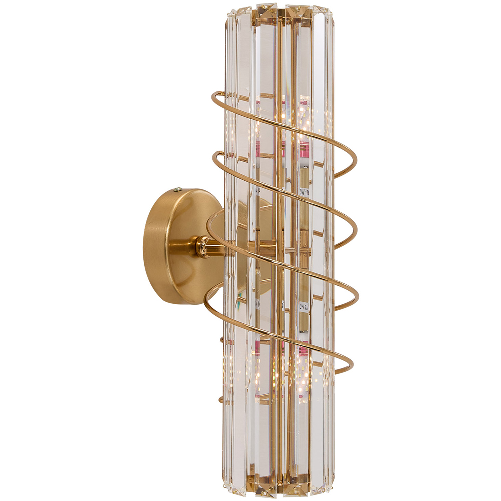 Living and Home Antique Gold Crystal E14 Double Wall Light Image 1