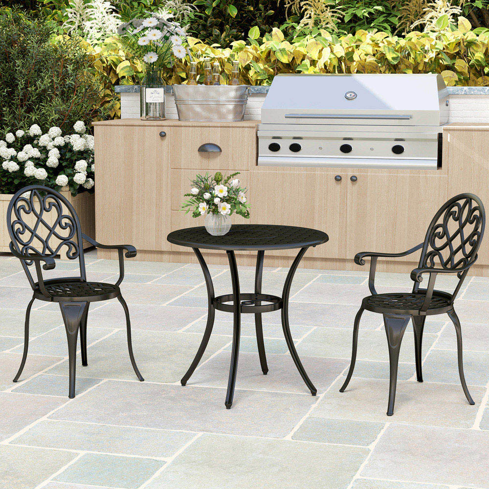 Outsunny 2 Seater Bistro Set Black Image 3