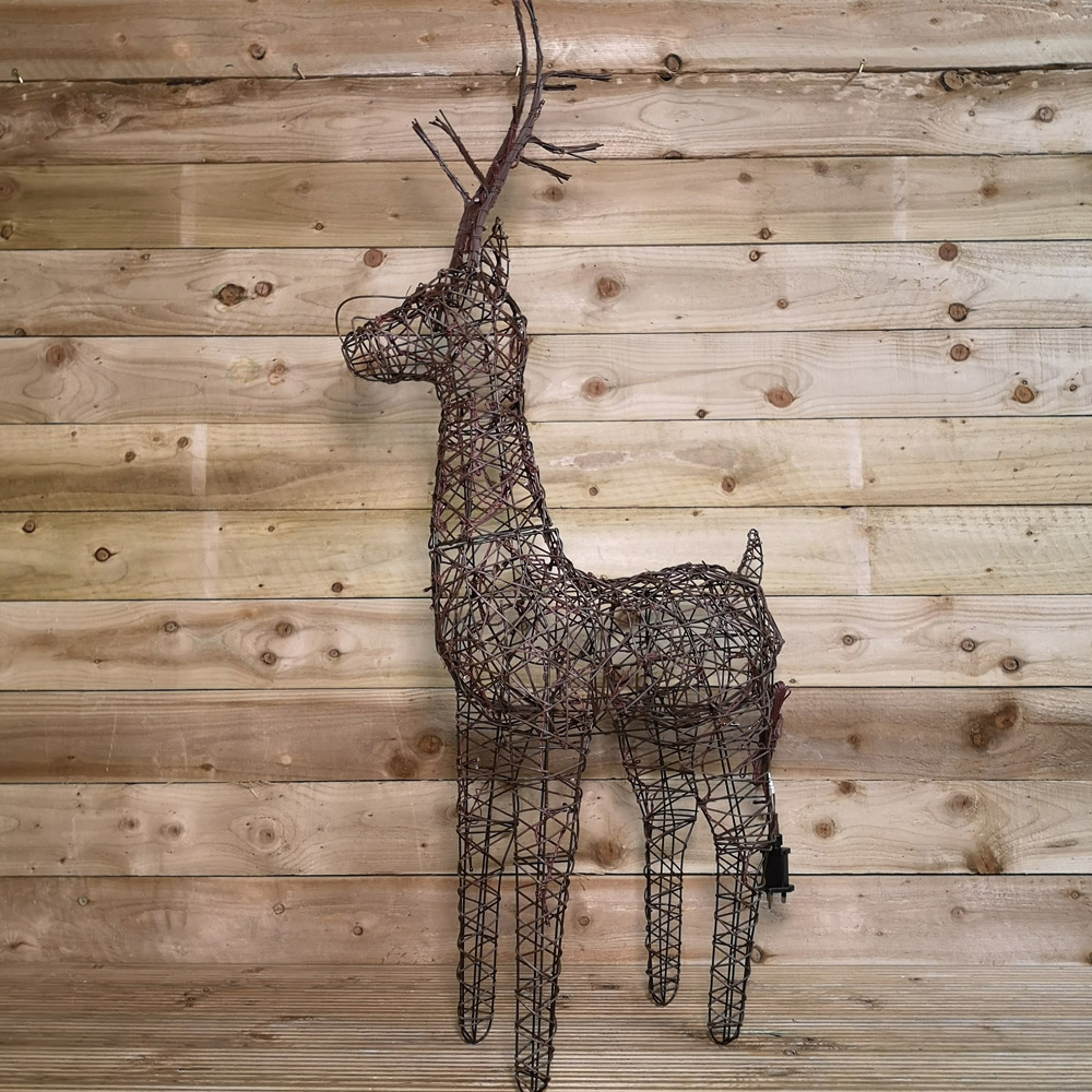 Samuel Alexander Brown Standing Wicker Reindeer LED Christmas Decoration 3.2ft Image 6