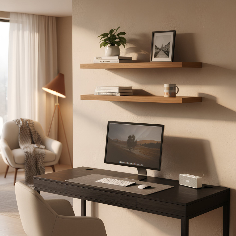 Harbour Housewares 80cm 6 Pack Walnut Floating Shelf Image 3