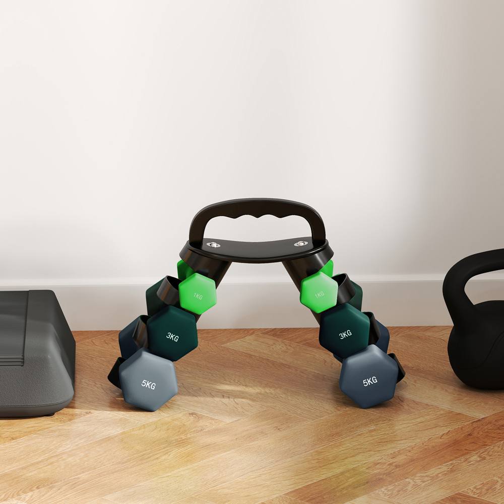 SPORTNOW Green Hex Dumbbell Set with Storage Rack 6 Pack Image 3