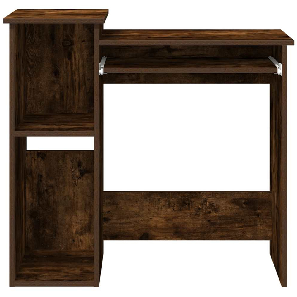 vidaXL 2 Shelf Computer Desk with Keyboard Tray Smoked Oak Image 4