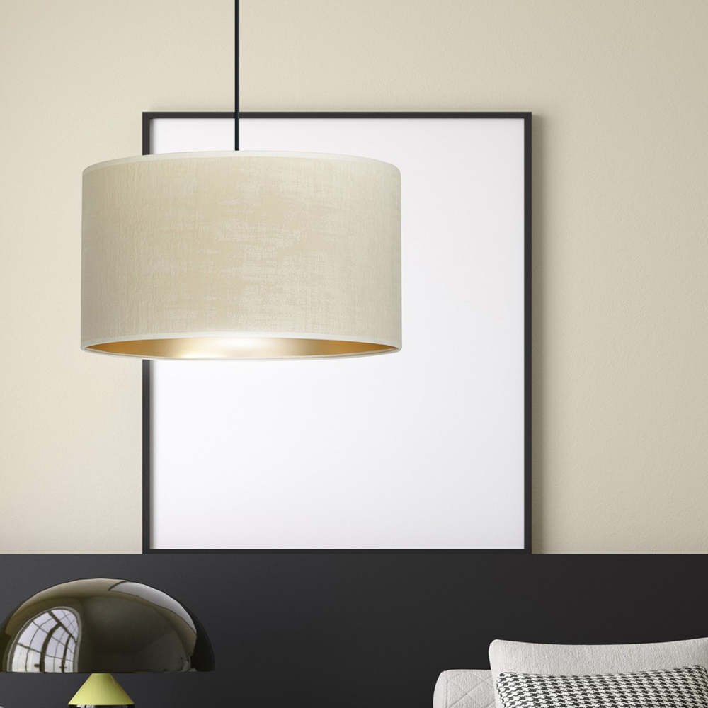 Emibig Hilde Single Light White Shade Black E27 Ceiling Pendant Light Image 2