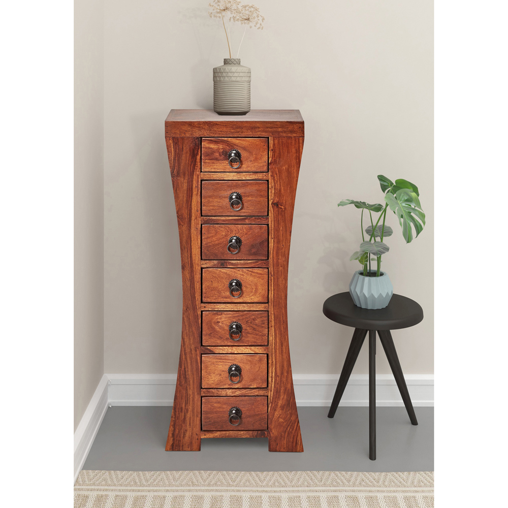 Loft24 Mahar 7 Drawer Brown Solid Wood Chest of Drawers Image 9