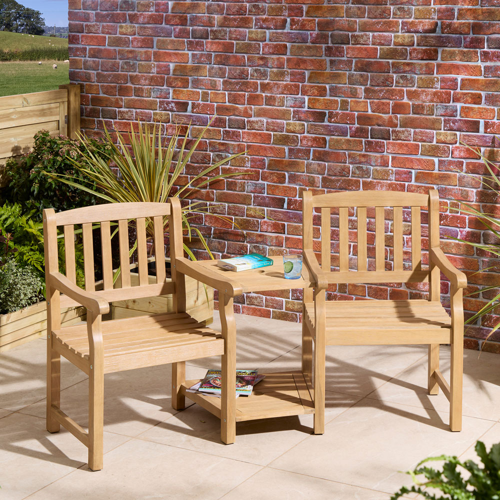 Rowlinson Tuscan 2 Seater Acacia Wood Companion Seat Image 5