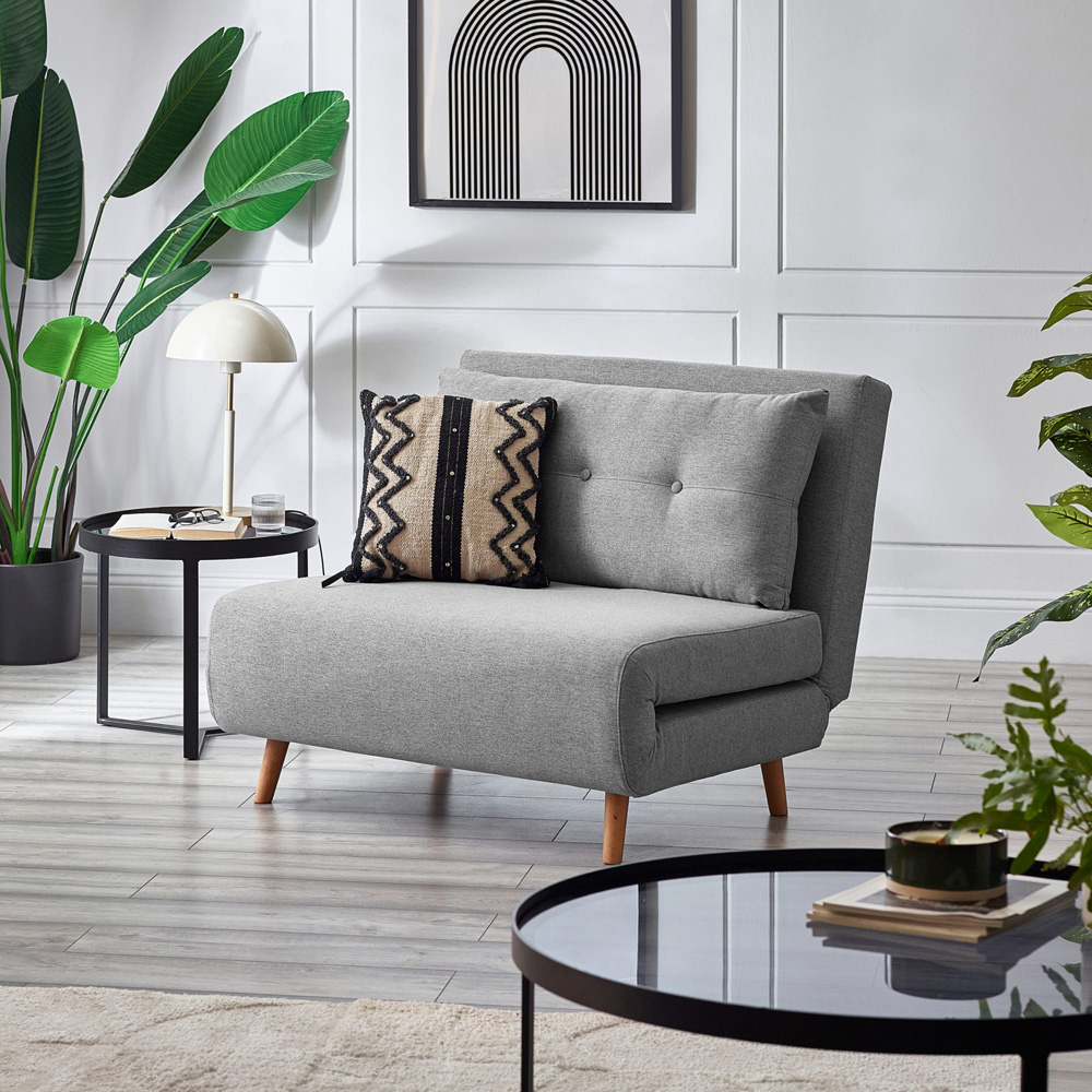 Julian Bowen Rowan Single Seater Grey Button-Tufted Sofa Bed Image 9